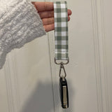 Sage Plaid Keychain