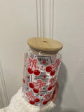 Cherry Bows Glass Tumbler Cup