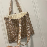 Mocha Brown Hearts Tote Bag