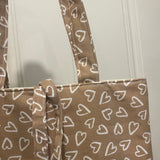 Mocha Brown Hearts Tote Bag