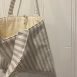 Neutral Striped Tote Bag