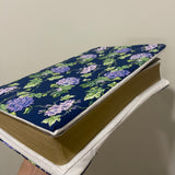 Handmade Bible Cover Sleeve Floral Navy Blue