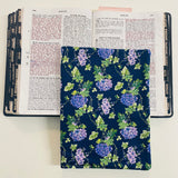 Handmade Bible Cover Sleeve Floral Navy Blue