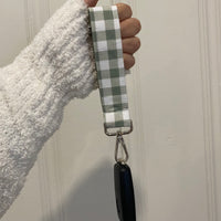 Sage Plaid Keychain