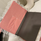 Handmade quilted Bible Cover pink bows with pockets, Christian gift Bible case