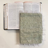 Handmade quilted Bible Cover sage green with pockets, Christian gift Bible case