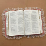 Handmade quilted Bible Cover pink bows with pockets, Christian gift Bible case