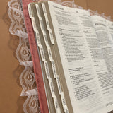 Handmade quilted Bible Cover pink bows with pockets, Christian gift Bible case