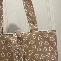 Mocha Brown Hearts Tote Bag