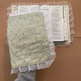 Handmade quilted Bible Cover sage green with pockets, Christian gift Bible case