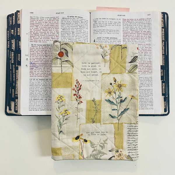 Bible Cover with Corinthians Verse Scripture Floral