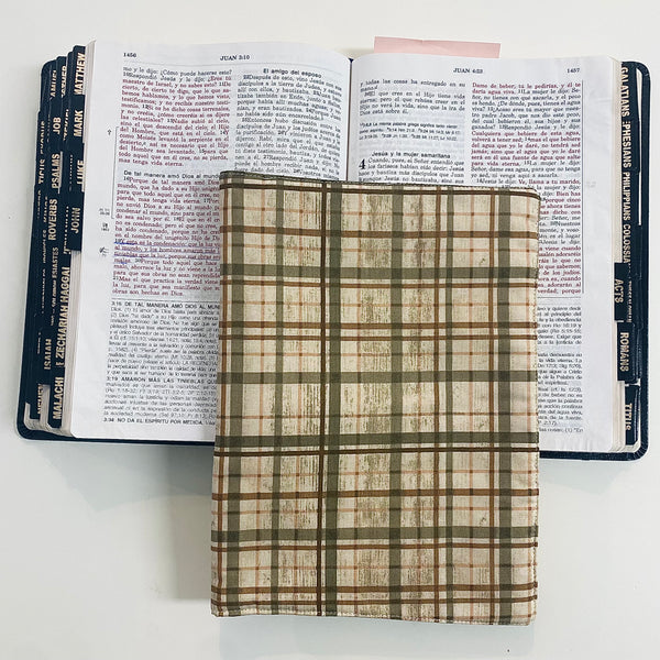 Plaid Bible Cover Olive Beige Neutral