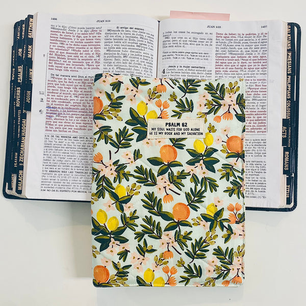 Bible Cover Sleeve, Handmade Citrus Orange Pattern