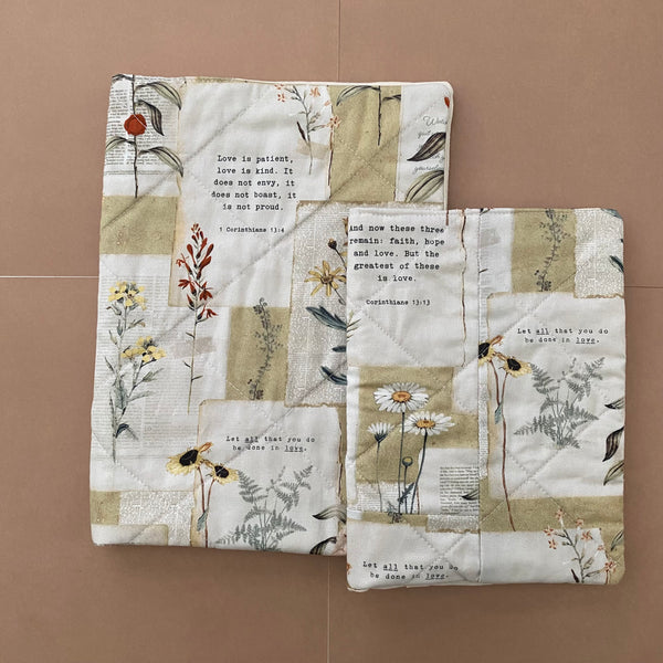 Bible Cover with Corinthians Verse Scripture Floral