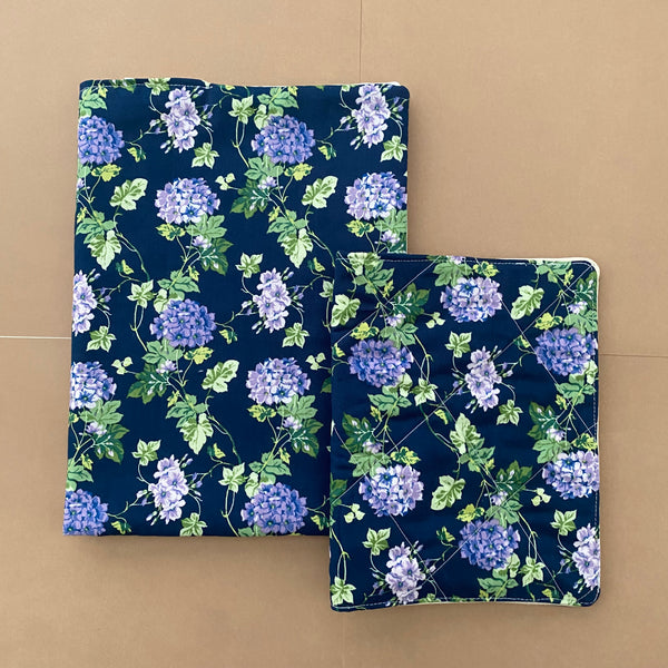Floral Navy Blue Handmade Bible Cover Sleeve